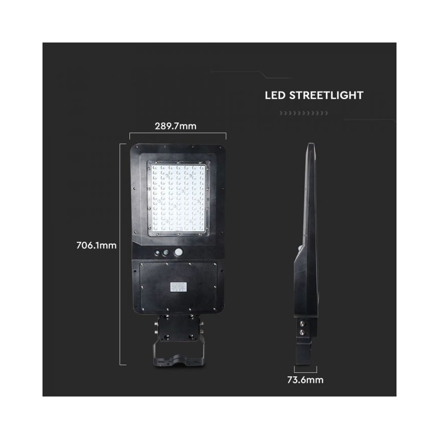 LED Solárna pouličná lampa so senzorom LED/40W/9,6V IP65 6000K + diaľkové ovládanie