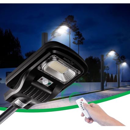 LED Stmievateľná solárna pouličná lampa so senzorom LED/60W/6V 5500 mAh 6500K IP65 čierna + diaľkové ovládanie