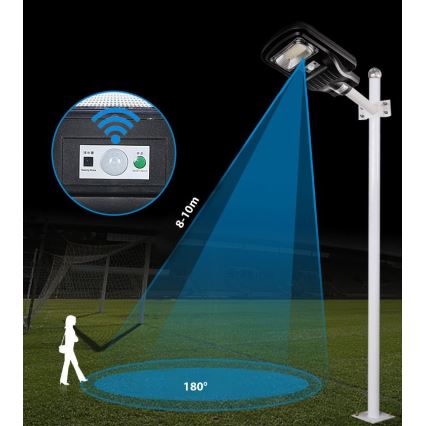 LED Stmievateľná solárna pouličná lampa so senzorom LED/60W/6V 5500 mAh 6500K IP65 čierna + diaľkové ovládanie