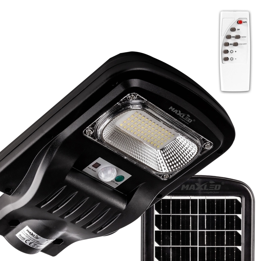 LED Stmievateľná solárna pouličná lampa so senzorom LED/60W/6V 5500 mAh 6500K IP65 čierna + diaľkové ovládanie