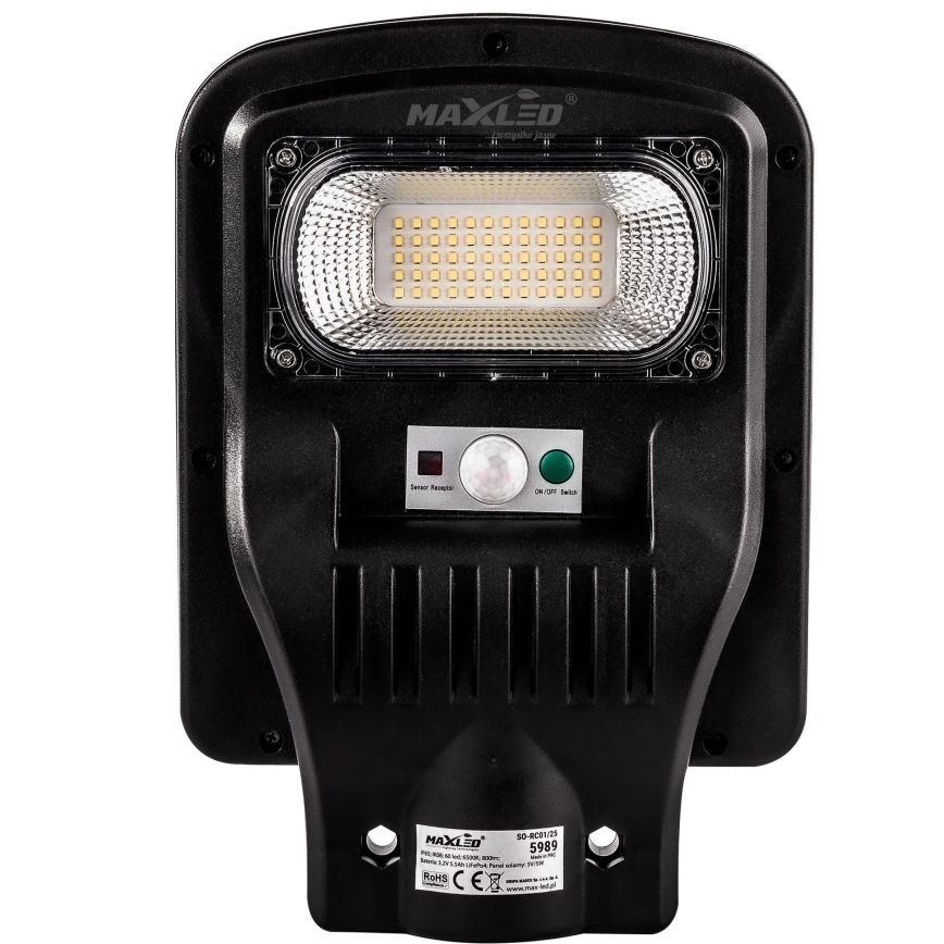LED Stmievateľná solárna pouličná lampa so senzorom LED/60W/6V 5500 mAh 6500K IP65 čierna + diaľkové ovládanie