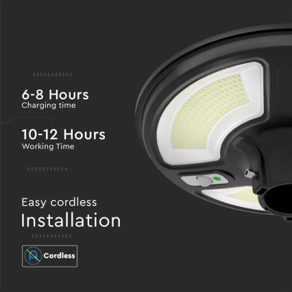 LED Solárna pouličná lampa so senzorom LED/7,5W/3,2V IP65 4000K 15000 mAh + diaľkové ovládanie