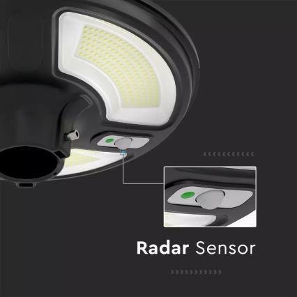 LED Solárna pouličná lampa so senzorom LED/7,5W/3,2V IP65 4000K 15000 mAh + diaľkové ovládanie