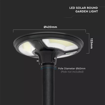 LED Solárna pouličná lampa so senzorom LED/7,5W/3,2V IP65 4000K + diaľkové ovládanie