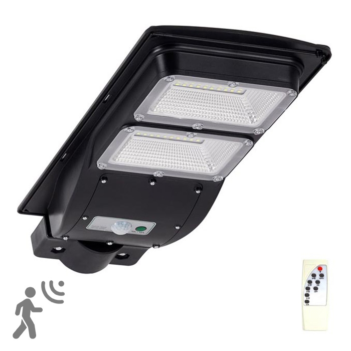 LED Solárna pouličná lampa so senzorom STREET 2xLED/6W/3,2V 12000 mAh IP65 + diaľkové ovládanie