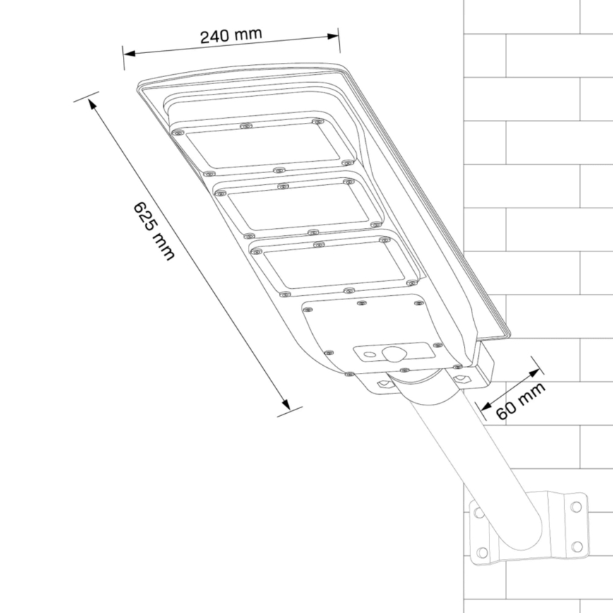 LED Solárna pouličná lampa so senzorom STREET LED/10W/3,2V IP65 + diaľkové ovládanie