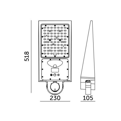 LED stmievateľná solárna pouličná lampa so senzorom STREET LED/30W/9,6V 3000/4000K 6000 mAh IP65 + diaľkové ovládanie