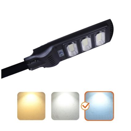 LED Stmievateľná solárna pouličná lampa so senzorom pohybu a súmraku URBI LED/8W/3,2V 6500K IP54 10000 mAh + diaľkové ovládanie