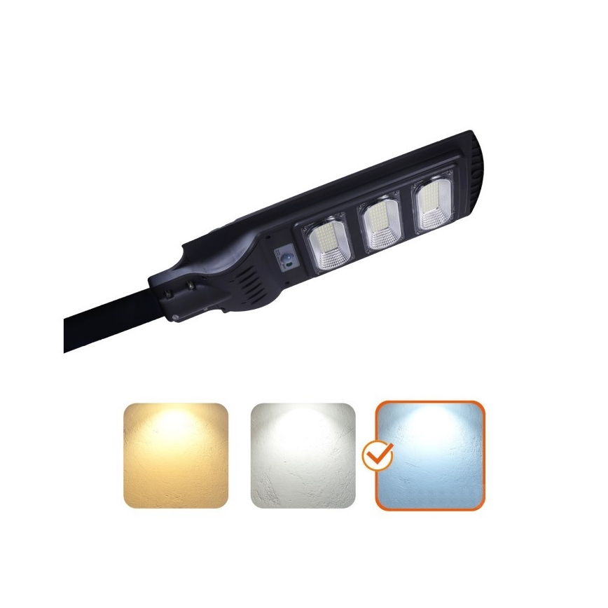LED Stmievateľná solárna pouličná lampa so senzorom pohybu a súmraku URBI LED/8W/3,2V 6500K IP54 10000 mAh + diaľkové ovládanie