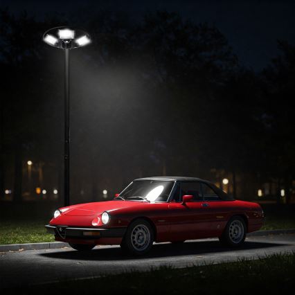 Stmievateľná LED solárna pouličná lampa so senzorom LED/22W/6V 18000 mAh 6500K IP65 čierna + diaľkové ovládanie