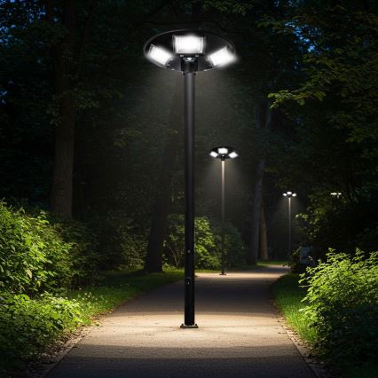 Stmievateľná LED solárna pouličná lampa so senzorom LED/22W/6V 18000 mAh 6500K IP65 čierna + diaľkové ovládanie