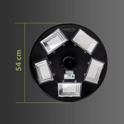 Stmievateľná LED solárna pouličná lampa so senzorom LED/22W/6V 18000 mAh 6500K IP65 čierna + diaľkové ovládanie