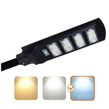 LED stmievateľná solárna pouličná lampa so senzorom URBI LED/11W/3,2V 6500K 15000 mAh IP54 + diaľkové ovládanie