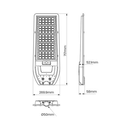 LED Solárna pouličná lampa VIA 200W/20000 mAh 3,2V 6000K IP54 + diaľkové ovládanie