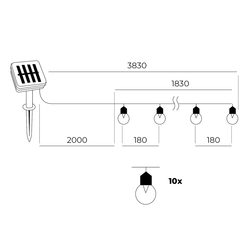 LED Solárna reťaz 10xLED/0,12W/1,2V 1xAA IP44 6000K