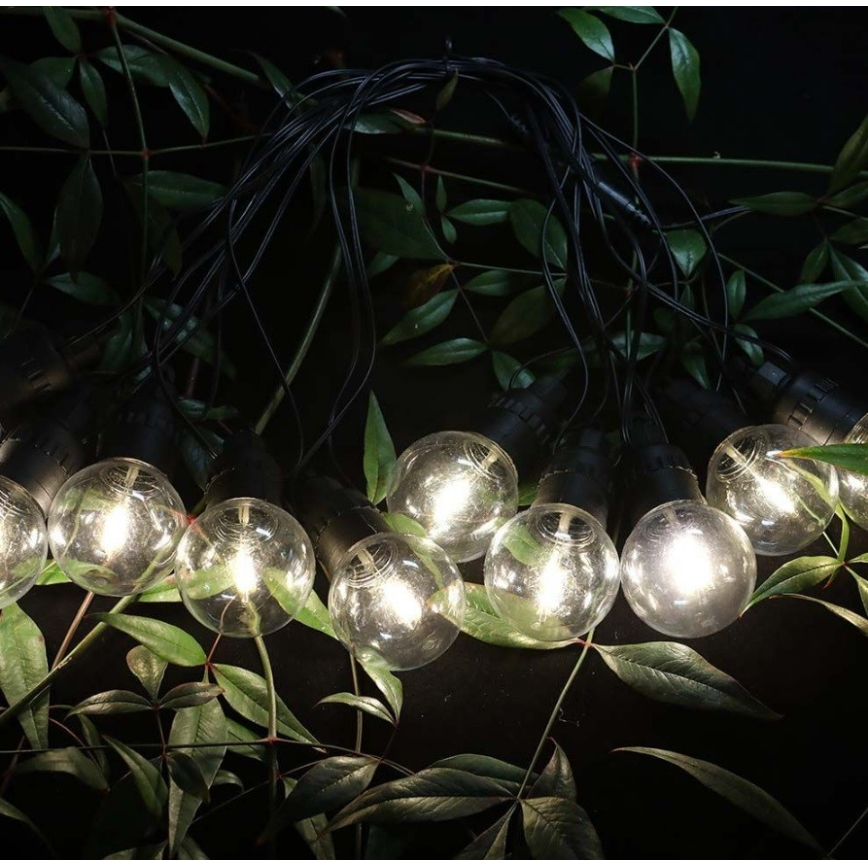 LED Solárna reťaz 10xLED/0,5/4,5V 12 m 3000K IP44 1200 mAh + diaľkové ovládanie