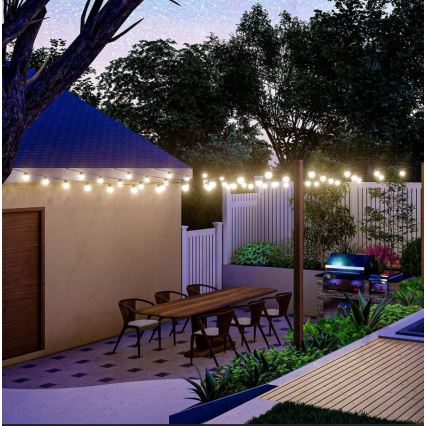LED Solárna reťaz 10xLED/0,5/4,5V 12 m 3000K IP44 1200 mAh + diaľkové ovládanie