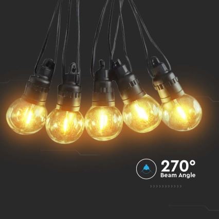LED Solárna reťaz 10xLED/0,5/4,5V 12 m 3000K IP44 1200 mAh + diaľkové ovládanie