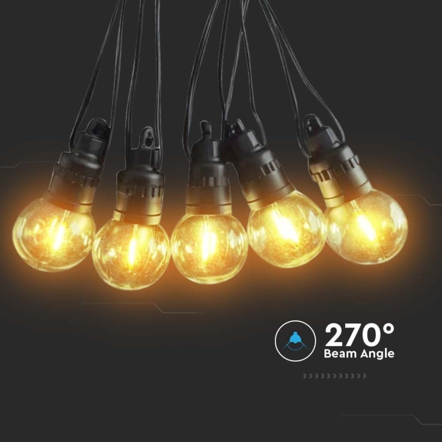 LED Solárna reťaz 10xLED/0,5/4,5V 12 m 3000K IP44 1200 mAh + diaľkové ovládanie