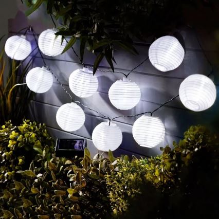 LED Solárna reťaz 10xLED/1,2V 300mAh 3,7m IP44 studená biela