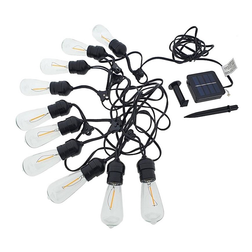 LED Solárna reťaz 10xLED/1,2V 600 mAh 5,94m IP44 teplá biela