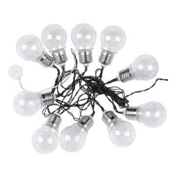 LED Solárna reťaz 10xLED/1W/1,2V 1xAA 2 m IP44 3000K 300 mAh