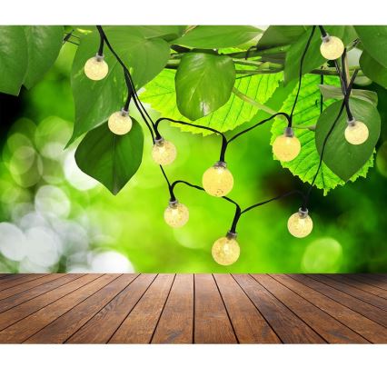 LED Solárna reťaz 30xLED/8 funkcií 4,9m IP44 teplá biela