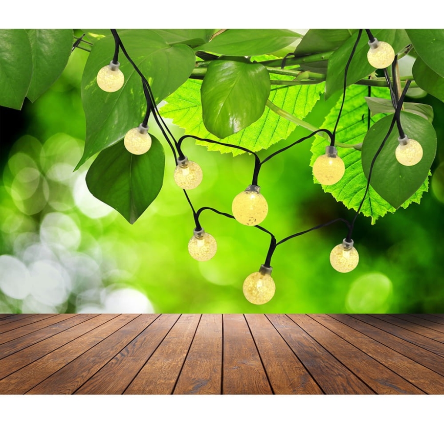 LED Solárna reťaz 30xLED/8 funkcií 4,9m IP44 teplá biela
