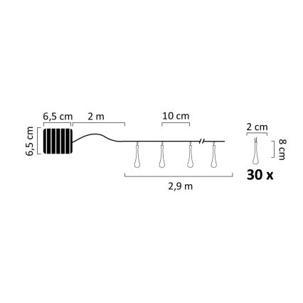 LED Solárna reťaz ICE 30xLED/1,2V 300 mAh IP44