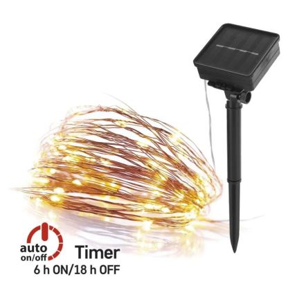 LED Solárna reťaz LED/2,4W/1,2V 1xAA 15 m IP44 3000K 600 mAh
