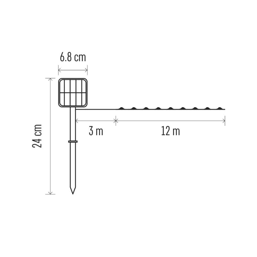 LED Solárna reťaz LED/2,4W/1,2V 1xAA 15 m IP44 3000K 600 mAh