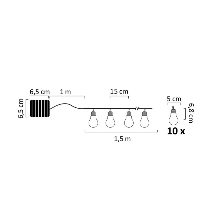 LED Solárna reťaz PARTY 10xLED/1,2V 400 mAh IP44