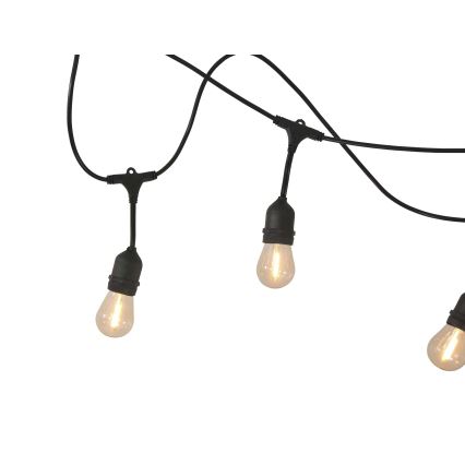 LED Stmievateľná solárna vonkajšia reťaz PARTY 10xE27/3,7V 10 m IP44 + diaľkové ovládanie