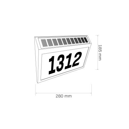 LED Solárne domové číslo NUMERO LED/3,7V 6000K 1200 mAh IP44 čierna