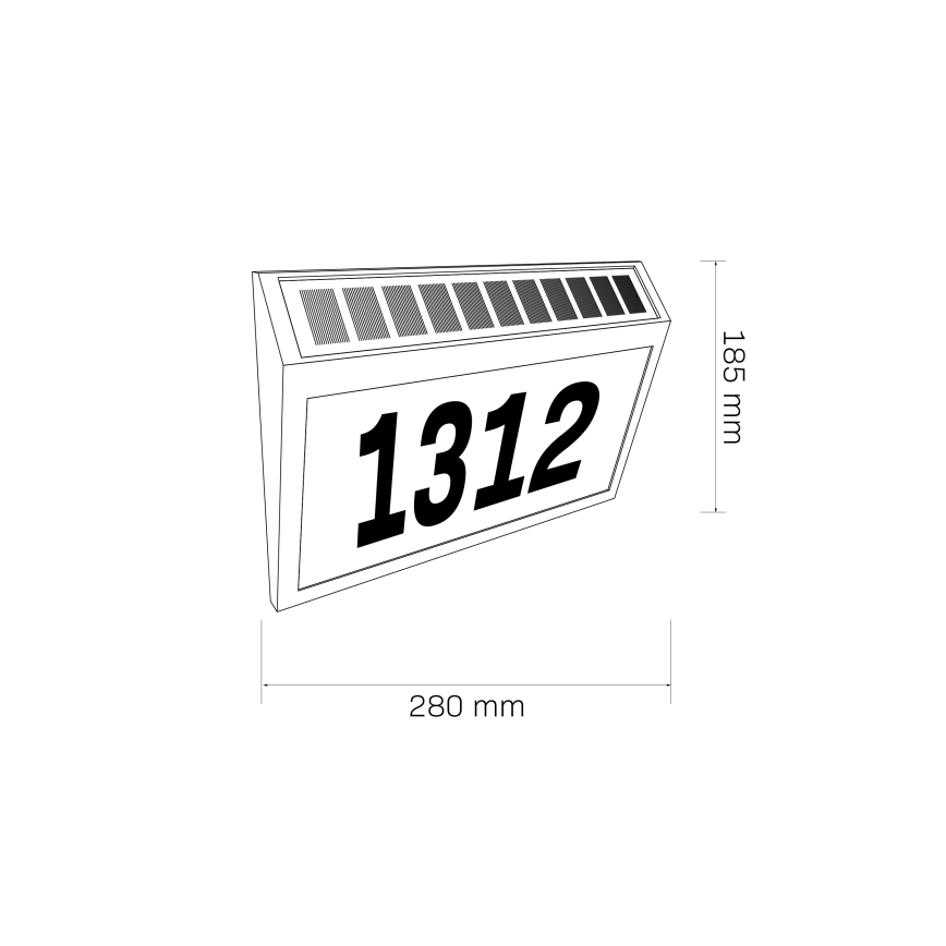LED Solárne domové číslo NUMERO LED/3,7V 6000K 1200 mAh IP44 čierna