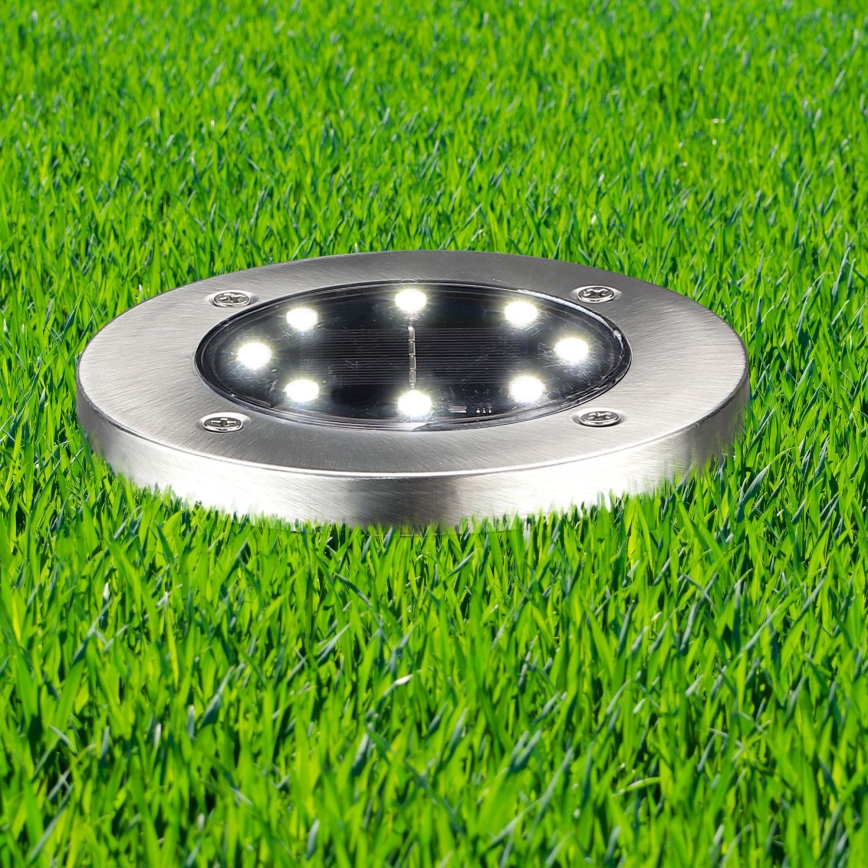 LED Solárne nájazdové svietidlo SOLLY LED/1,2V 6500K pr. 11,5 cm 300 mAh IP44 matný chróm