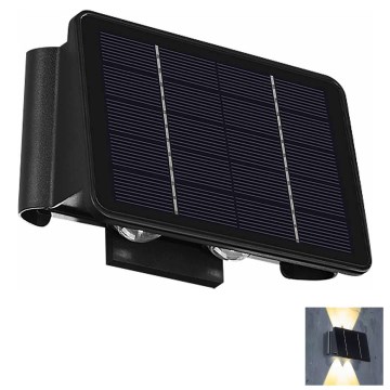 LED Solárne nástenné svietidlo 4xLED/1,5W/3,7V 1500 mAh IP54 čierna