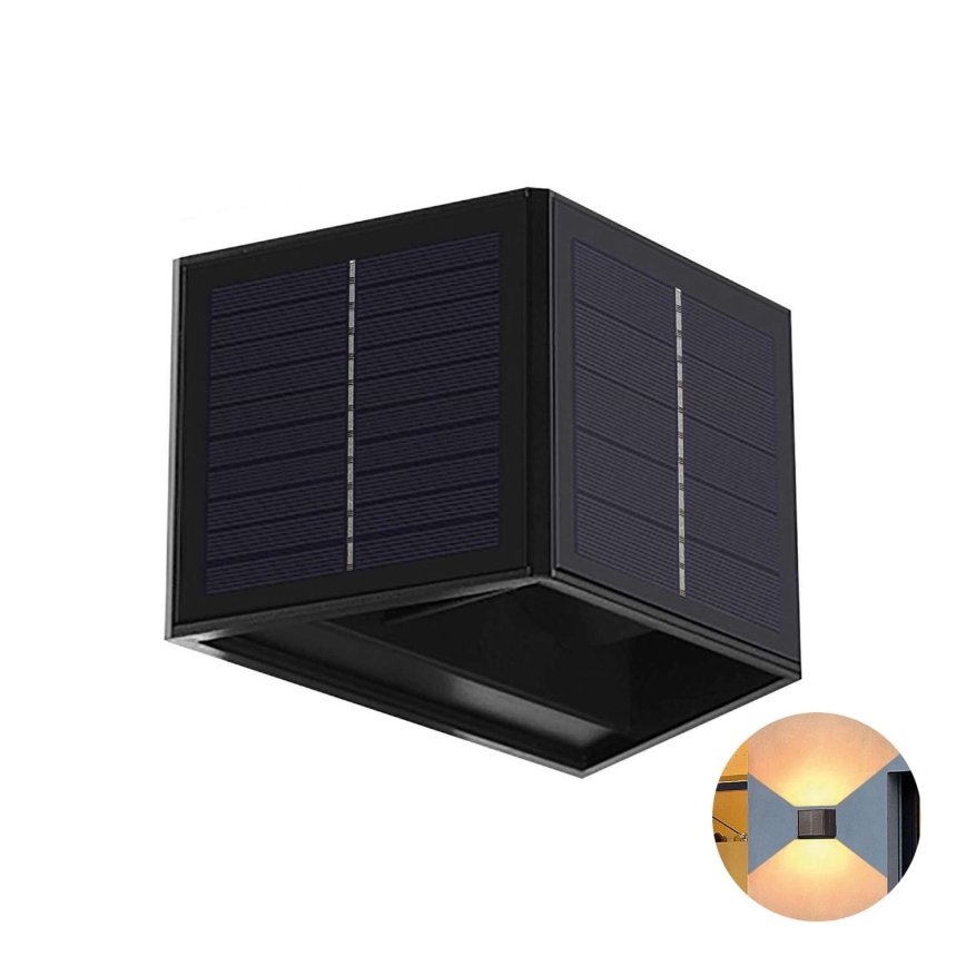 LED Solárne nástenné svietidlo CUBUS 2xLED/1,5W/3,7V 1500 mAh IP54