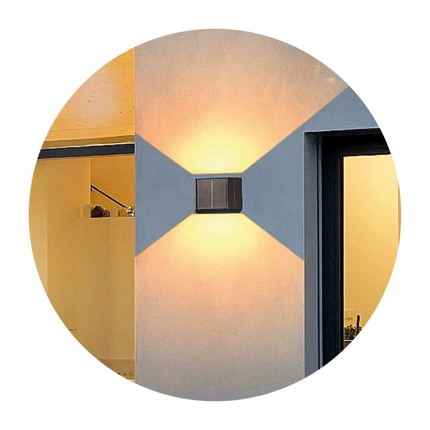 LED Solárne nástenné svietidlo CUBUS 2xLED/1,5W/3,7V 1500 mAh IP54