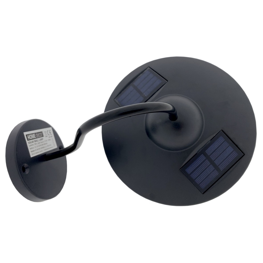 LED Solárne nástenné svietidlo LED/0,5W/1,2V 600 mAh IP44 čierna