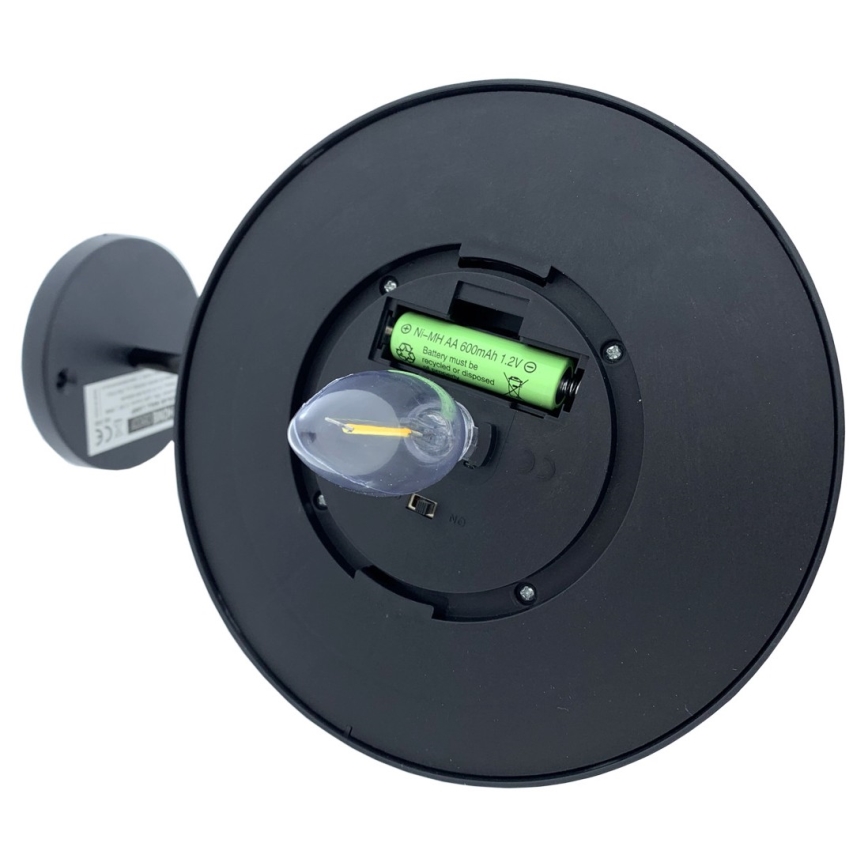 LED Solárne nástenné svietidlo LED/0,5W/1,2V 600 mAh IP44 čierna