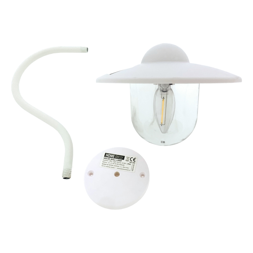 LED Solárne nástenné svietidlo LED/0,5W/1,2V 600 mAh IP44 biela