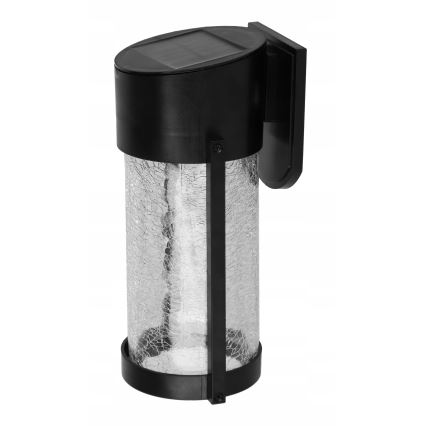 LED solárne nástenné svietidlo LED/3,7 V 300 mAh IP44 čierne