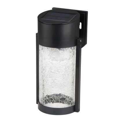 LED solárne nástenné svietidlo LED/3,7 V 300 mAh IP44 čierne
