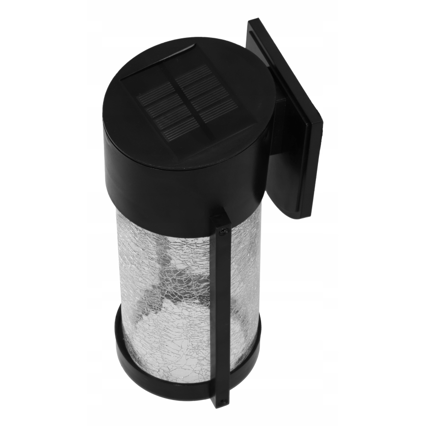LED solárne nástenné svietidlo LED/3,7 V 300 mAh IP44 čierne
