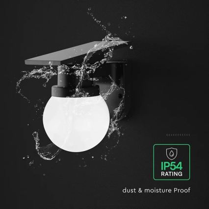 LED solárna nástenná lampa LED/3,7V 3000/4000/6400K IP54 1800 mAh čierna + diaľkové ovládanie