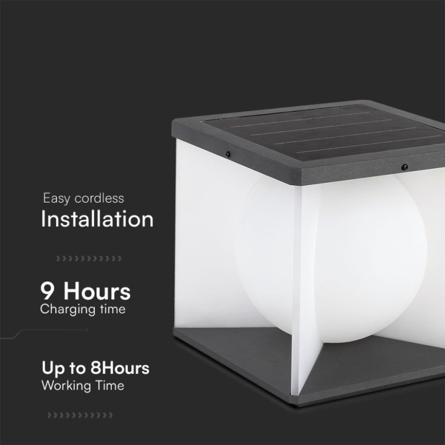 LED Stmievateľné solárna nástenné svietidlo LED/3W/3,7V IP65 3000K 2600 mAh + diaľkové ovládanie