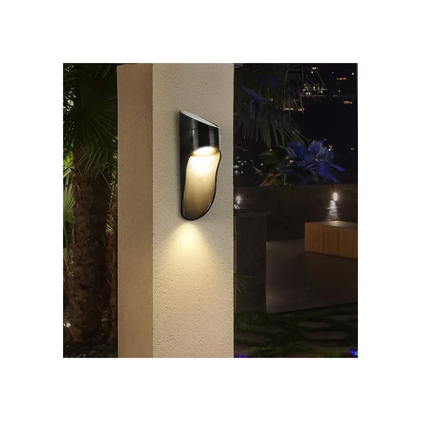LED Solárne nástenné svietidlo PALESA LED/1W/3,7V IP65 čierna