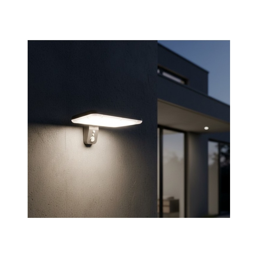 LED solárne nástenné svietidlo so senzorom PHOENIX LED/15W/3,2V 3000/4000K IP65 6000 mAh