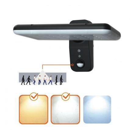 LED solárne nástenné svietidlo so senzorom PHOENIX LED/15W/3,2V 3000/4000K IP65 6000 mAh